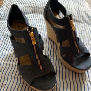 Merona denim wedge, size 9, slightly worn.